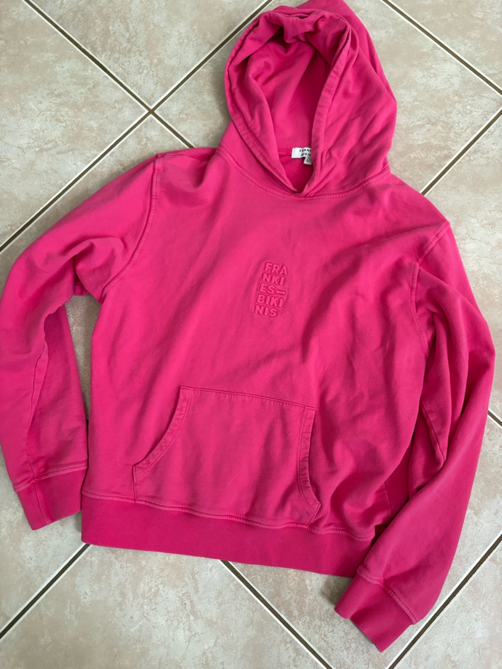 Frankie's Bikinis Hot Pink Embossed Logo Sweatshirt
